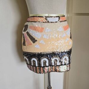 English Rose Sequin Mini Skirt ,M